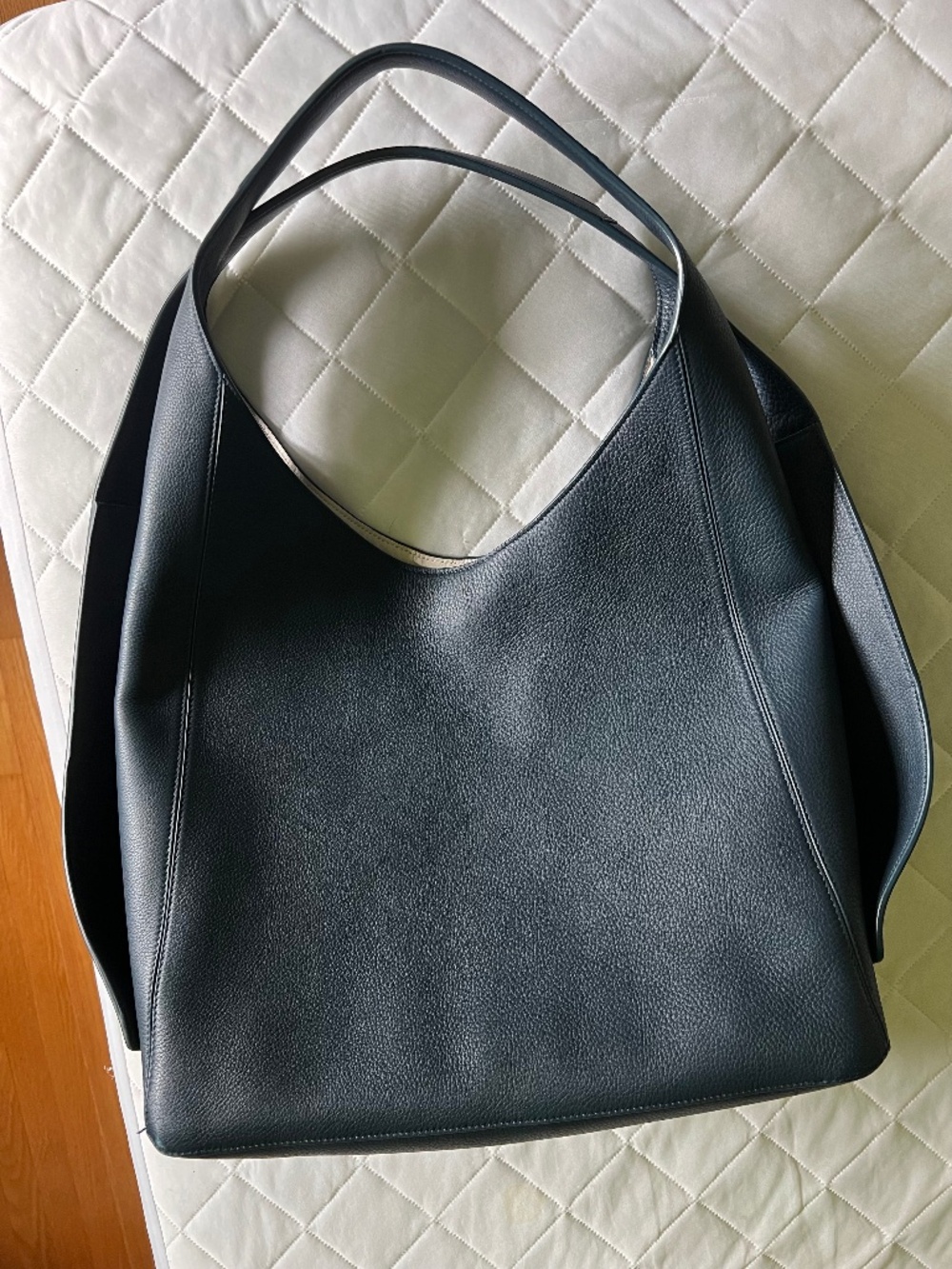 Loro Piana Navy Leather Large Folded Hobo Bag